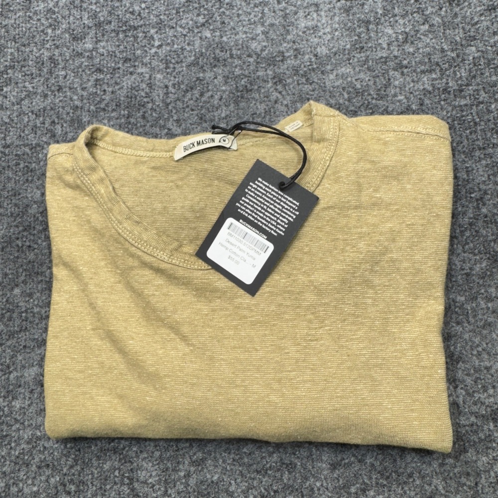 Buck Mason Shirt Mens Medium Yellow Yuma Hemp Cotton Classic Boxy Tee NWT